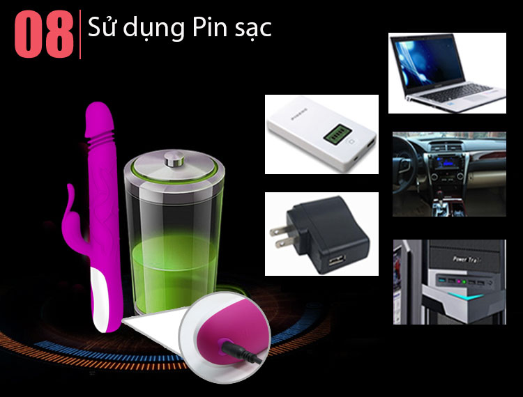 dương vật giả rung thụt có pin sạc